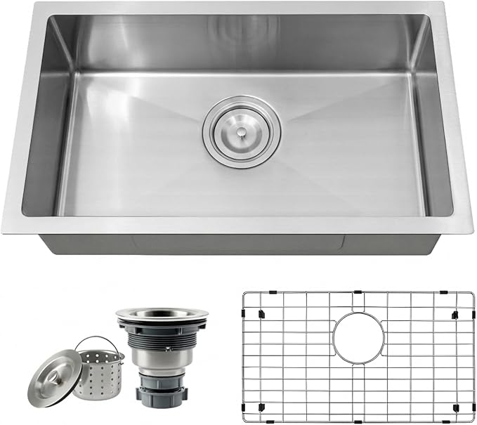 RV Kitchen Sink 25 X 15 inch,Undermount Kitchen Sink with 7 inch Depth,Stainless Steel Kitchen Sinks for RV,Outdoor Caming Van Sink