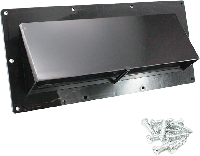 X-Haibei RV Range Hood Exhaust Vent Cover, RV Stove Bathroom Vent Cover Outside Damper for Motorhome Trailer Camper 11.5" with 10pcs Screws (Black)