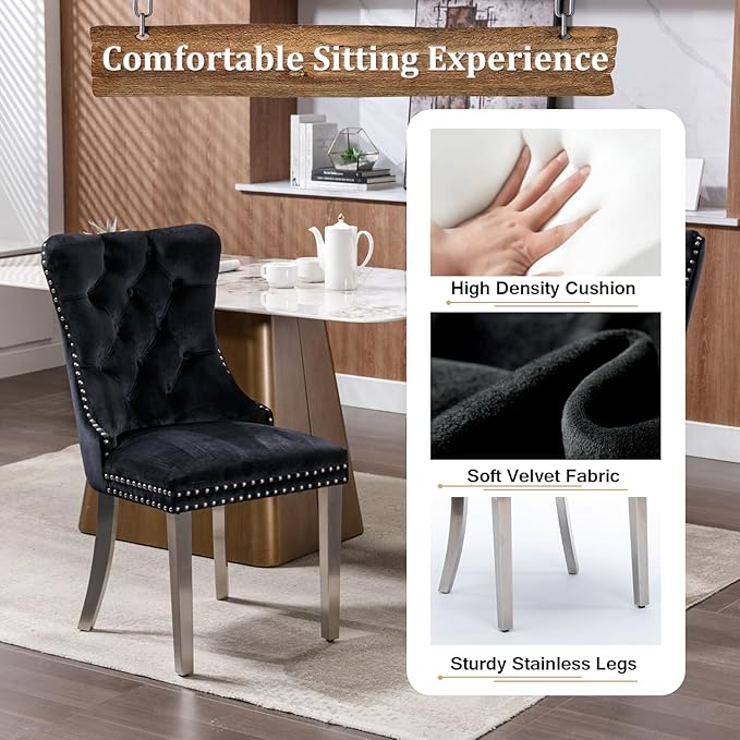 Goujxcy 7-Piece Extendable Dining Table Set for 6-8 People 63"-78.7" Kitchen Table Set with 6 Black Upholstered Chairs Modern White Faux Marble Rectangular Dining Room Table Set for Kitchen Apartment