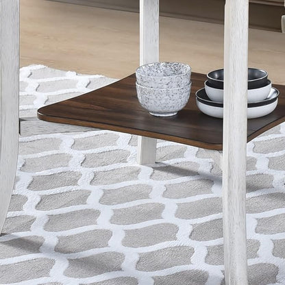 Round Dining Table with Storage Shelf Modern Farmhouse Round Kitchen Table Sturdy Small Space Dining Table for Dining Room Practical