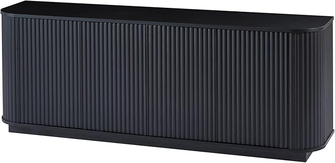 Ball & Cast 64" Buffet Cabinet with Storage Accent Sideboard Modern Credenza with Doors & Adjustable Shelves,Fluted Media Console TV Stand for Living Room,Black