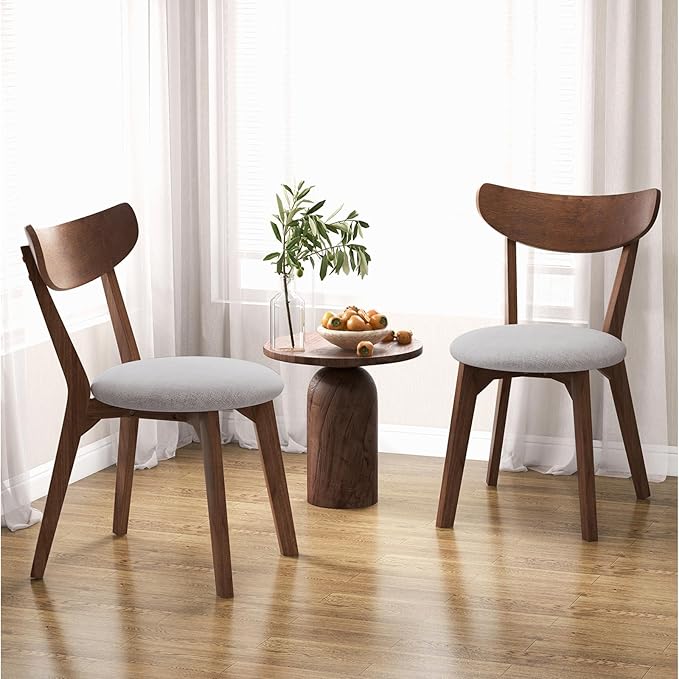 NAFORT Dining Chairs Set of 2, Modern Fabric Upholstered Dining Room Chairs, Wooden Chair Farmhouse Kitchen Side Chairs with Rubber Foot Pads for Bistros, Dining Kitchen Room, Restaurant