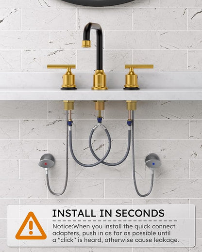 WOWOW Widespread Bathroom Faucet 3 Hole Bathroom Sink Faucet 2 Handle Vanity Faucet 8 Inch with Pop-Up Drain Black and Gold