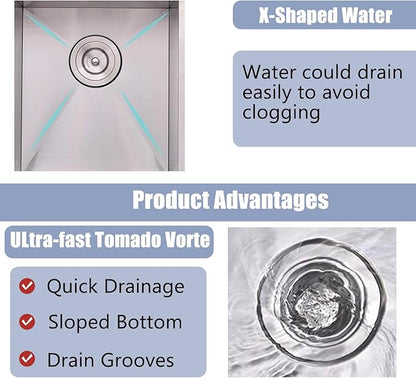 Bar Sink Drop In, 15 x 20 Inch Kitchen Sink, Stainless Steel Square Small Topmount Workstation Sinks, Single Bowl Kitchen Sinks for Office Laundry Wet Bar Prep RV Outdoor Yard