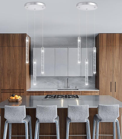 3-Lights Modern Crystal Chandelier Pendant Lights for Kitchen Island LED Dimmable Light fixtures Adjustable Hanging Ceiling for Dining Room Hallway 3000K 6000K