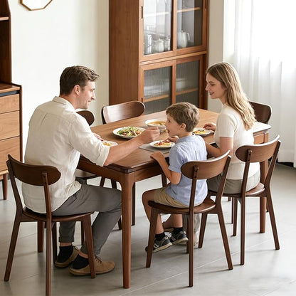 Walnut Solid Wood Dining Chairs Set of 6 – FAS-Grade North American Oak, Mid Century Modern Curved Back, 400 lbs Heavy Duty for Restaurant, Kitchen & Home