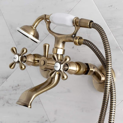 Kingston Brass Kingston KS265AB 6-In Adjustable Centers Wall Mount Tub Filler, Antique Brass