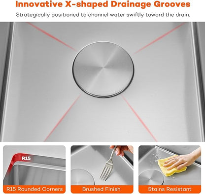 MILOSEN Farmhouse Kitchen Sink, 36''x22'' Drop-in/Undermount Double Bowl Workstation Apron Front Sink with Accessories, 50/50 Topmount Stainless Steel Farm Sinks, 10'' Large and Deep Handmade Sinks