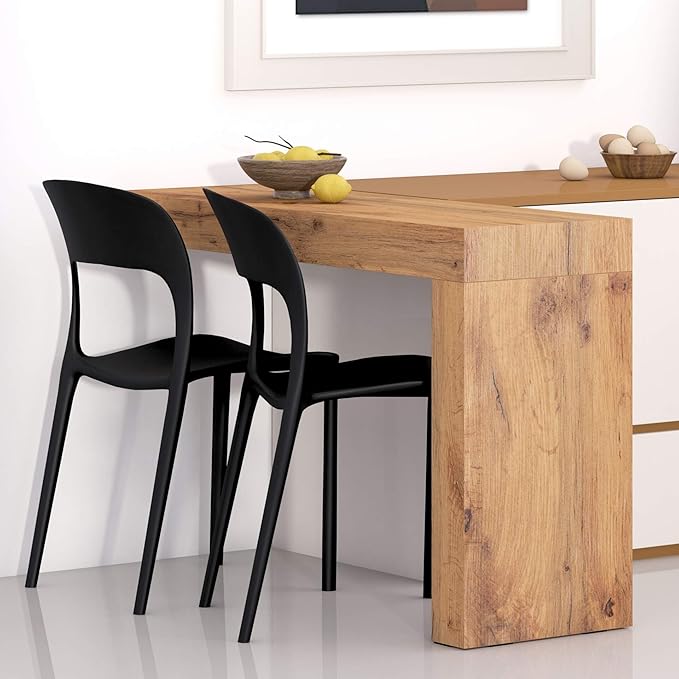 Mobili Fiver, Evolution Dining Table 47.2 x 15.7 in, Concrete Effect, Grey with One Leg, for 2 People, Modern Dining Table for Kitchen, Italian Furniture