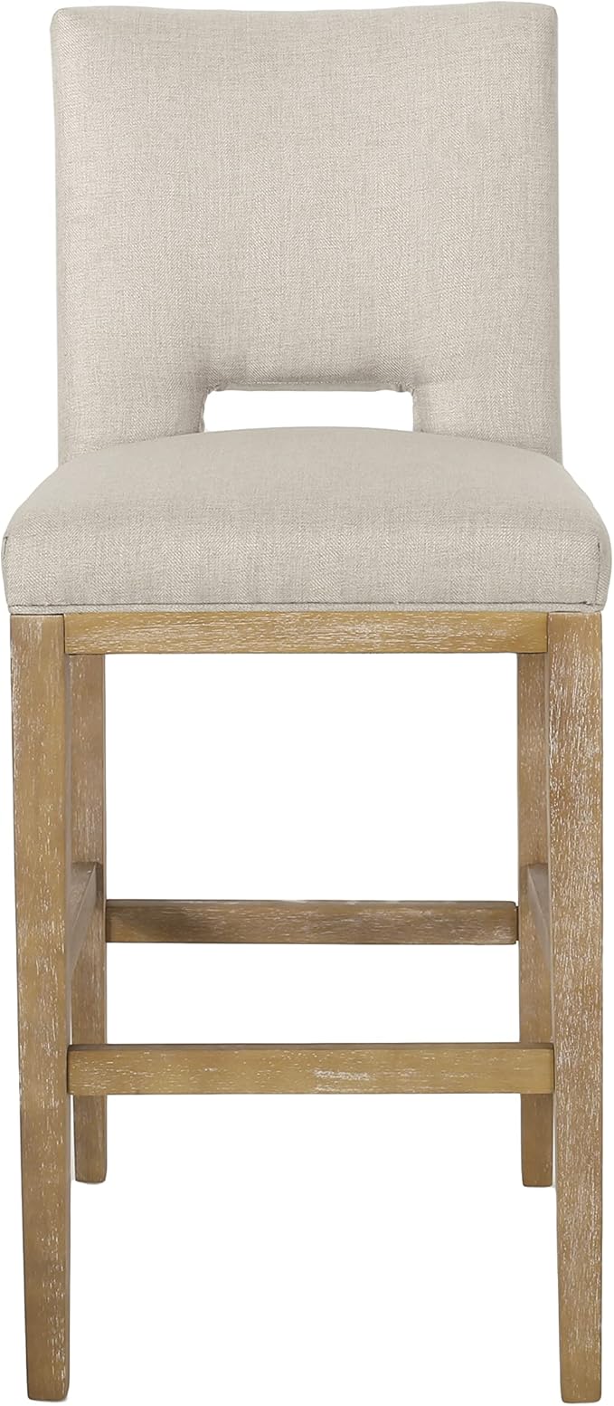 Gecheer 31 Inch Counter Stools Set of 2, Fabric Upholstered, Rubberwood Legs, L-Shaped Backrest, Modern Design for Kitchen Island or Bar for Indoor Living Rooms, Dining Rooms LYK-73531.00WHEAT