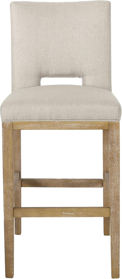 Gecheer 31 Inch Counter Stools Set of 2, Fabric Upholstered, Rubberwood Legs, L-Shaped Backrest, Modern Design for Kitchen Island or Bar for Indoor Living Rooms, Dining Rooms LYK-73531.00WHEAT