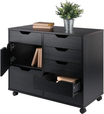 Winsome Halifax Mobile Storage Cabinet with Doors & Drawers, Stylish & Functional Home Storage Cabinet for Filing, Kitchen Organization, Moveable Furniture for Office, Dorms, Apartments
