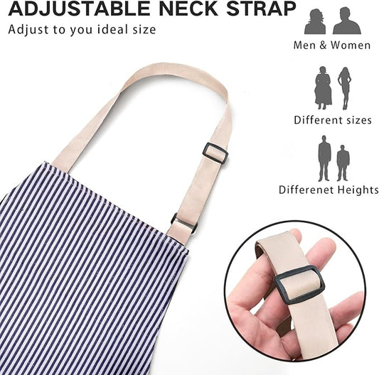 BeLuyi 2 Pack Adjustable Bib Apron with 2 Pockets Chef Cooking Kitchen Restaurant Aprons for Women Men