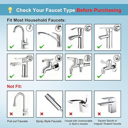 Vortopt Faucet Water Filter,360° Rotary Kitchen Faucet Filter with Carbon Block Filter,350 Gallon NSF Certified Agua Purifier,Can Reduce 99% Chlorine,Improve Taste,Drinking Water Filter,T10-Silvery.