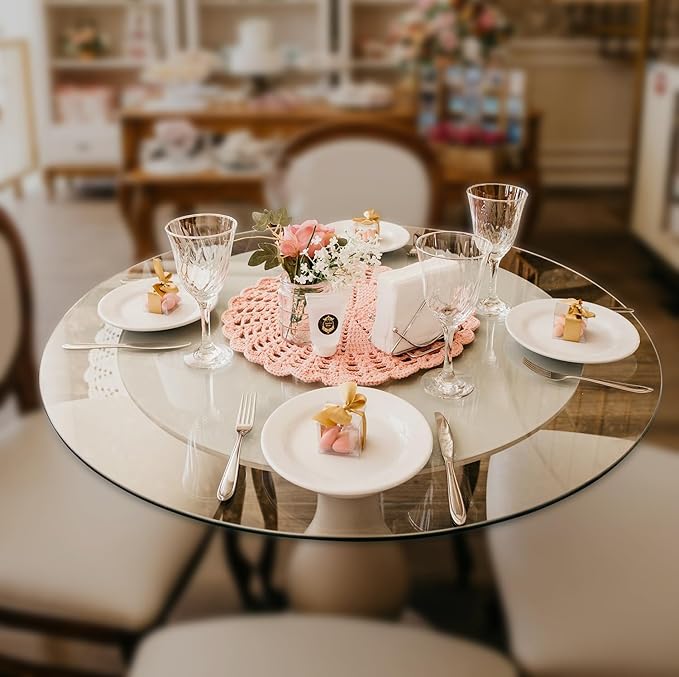 32 Inch Round Clear Tempered Glass Table Top with 1/4" Thick Polished Edges for Dining, Coffee Table, or Office Use by Fab Glass and Mirror