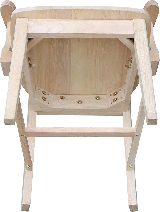 International Concepts Mission Side Chair with Arms, Solid Parawood, Unfinished