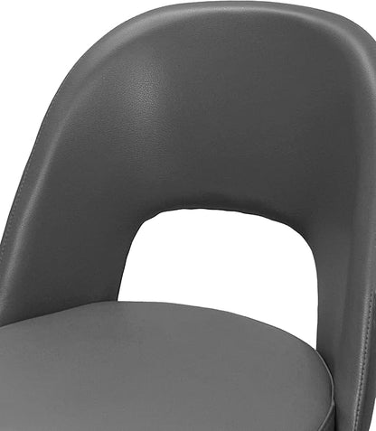 Sunset Trading Mia Faux Leather Dining Chair | Polished Chrome Silver Tapered Legs | Charcoal Gray Padded Seat with Arched Open Back | Set of 2 | Contemporary, Mid-Century Modern Kitchen Sidechairs
