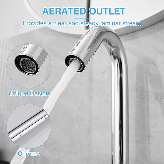 BWE Touchless Bathroom Sink Faucet,Chrome Automatic Motion Sensor Faucet,Hand-Free Electric Smart Commercial Sink Faucet,with Hole Cover Plate and Control Box,Battery or Plug-in Powered