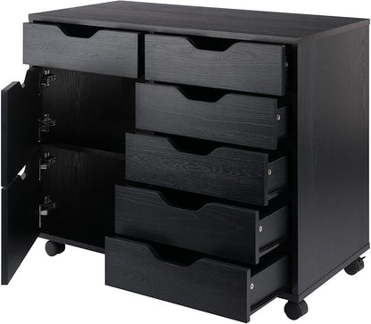 Winsome Halifax Mobile Storage Cabinet with Doors & Drawers, Stylish & Functional Home Storage Cabinet for Filing, Kitchen Organization, Moveable Furniture for Office, Dorms, Apartments