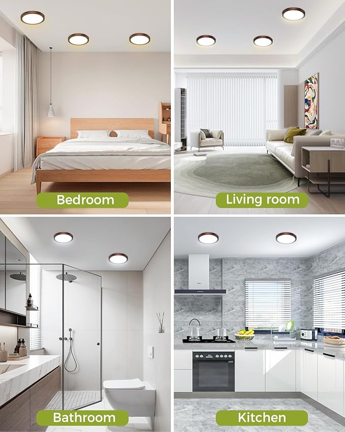 hepside 2Pack Dimmable Flush Mount Ceiling Light Fixture Oil Rubbed Bronze, 3CCT Selectable 3000/4000/6500K Ceiling Lamp, 7.5INCH 15W 1500LM Low Profile Light for Bedroom, Kitchen, Bathroom, Hallway