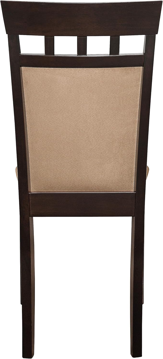 Coaster Home Furnishings - Gabriel - Wood & Fabric - Armless Dining Chairs with Geometric Wooden Back - Home Kitchen & Dining Room - Set of 2 - Cappuccino - 100773