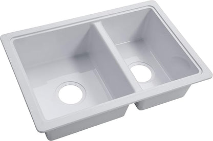 Lippert RV Double Kitchen Galley Sink - 25" x 17" x 6.6" - White — Durable, Space-Saving Sink for RVs and Manufactured Homes - Scratch-Resistant ABS Acrylic - Lightweight and Easy to Install — 809030