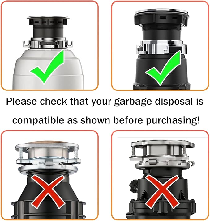 8Pcs/Set Garbage Disposal Sink Flange Kit with Stopper and Splash Guard for Waste King,4.49'' Sink Flange and Drain Lock Nut for Whirlaway,Waste King Garbage Disposal Drain Assembly Kit(114mm)