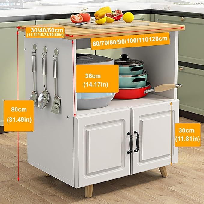 Kitchen Island with Cabinets Buffet Cabinet with Storage Sideboard with Hutch Bakers Rack Storage Cabinets for Dining Room, Kitchen, Living Room （Pantry Cabinet）(B,70x30cm/27.56x11.81in)