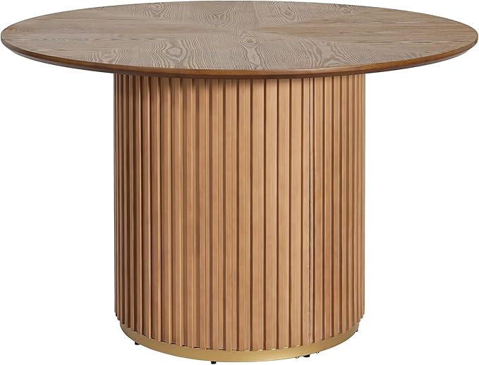 47" Pedestal Legroom Island Table, Rustic Dining Table with Solid Wood Grain, Farmhouse Dining Table with Inviting Warmth for Casual Meals, Natural