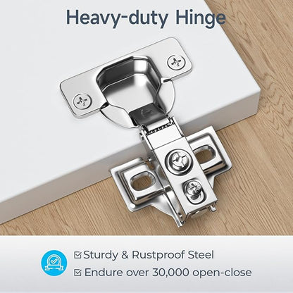 HOSOM 20 Pack 1/2" Overlay Soft Close Cabinet Hinges, Kitchen Door Hinges, Soft Close Hinges for Kitchen Doors, 100° Opening Angle, 2-Way Adjustment Cabinet Hinges Concealed