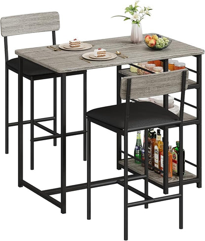 Takywep Bar Stools Set of 2 with Backrest & Footrest, Counter Height Upholstered Barstools with Wide Seat, Faux Leather Bar Chairs for Home Bar, Dining Room, Kitchen Island, Gray