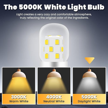 AMI PARTS E17 LED Light Bulb 3W 380LM 5000K Daylight White 8206232A Microwave Bulbs Under Hood Refrigerators Oven 2 Packs-Non-dimmable