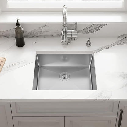 Kitchen Sink 24x18 Inch Undermount Kitchen Sink 16 Gauge Stainless Steel Sinks Single Bowl with Accessories Round Corners Handmade