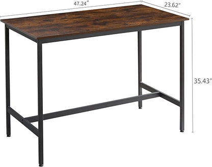 VIRITURE 5 Piece High Top Table Set Kitchen Bar Table and Bar stools Set for 4, Island Dining Table and Tall barstools,Counter Height Pub Small Table Set, Industrial, Rustic Brown (5PCS)