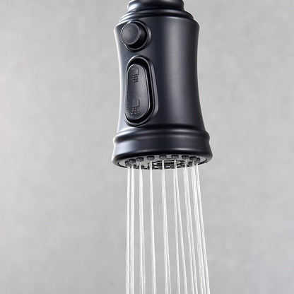 SUMERAIN Stainless Steel Matte Black Kitchen Sink Faucets with Pull Down Sprayer and 10" Deck Plate Single Lever