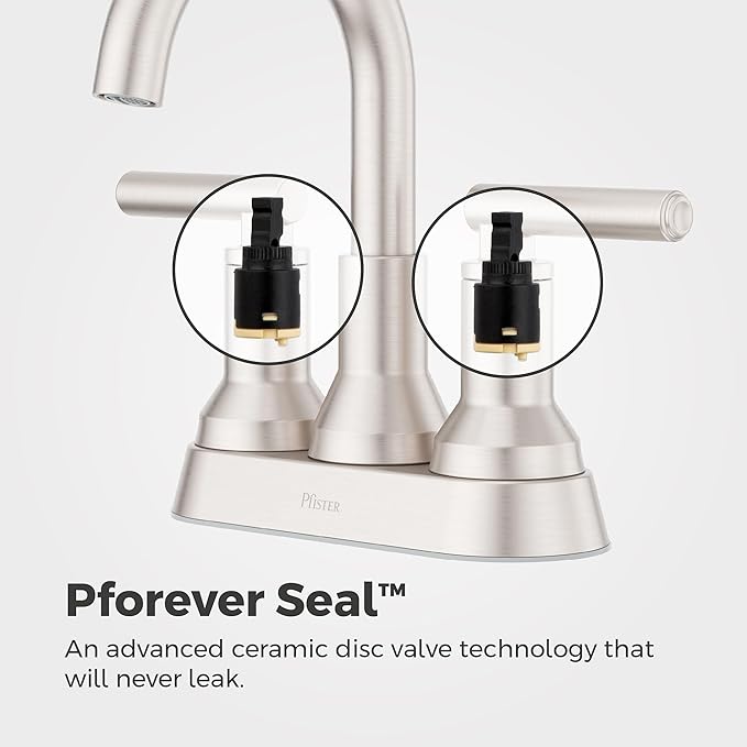 Pfister Capistrano Bathroom Sink Faucet, 4-Inch Centerset, 2-Handle, 3-Hole, NSF Certified, Spot Defense Brushed Nickel Finish, LF048CSOGS | (Pack of 3)