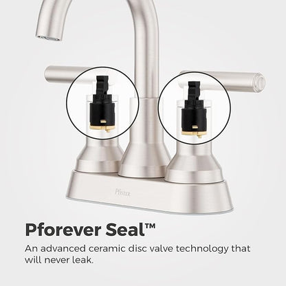 Pfister Capistrano Bathroom Sink Faucet, 4-Inch Centerset, 2-Handle, 3-Hole, NSF Certified, Spot Defense Brushed Nickel Finish, LF048CSOGS | (Pack of 3)