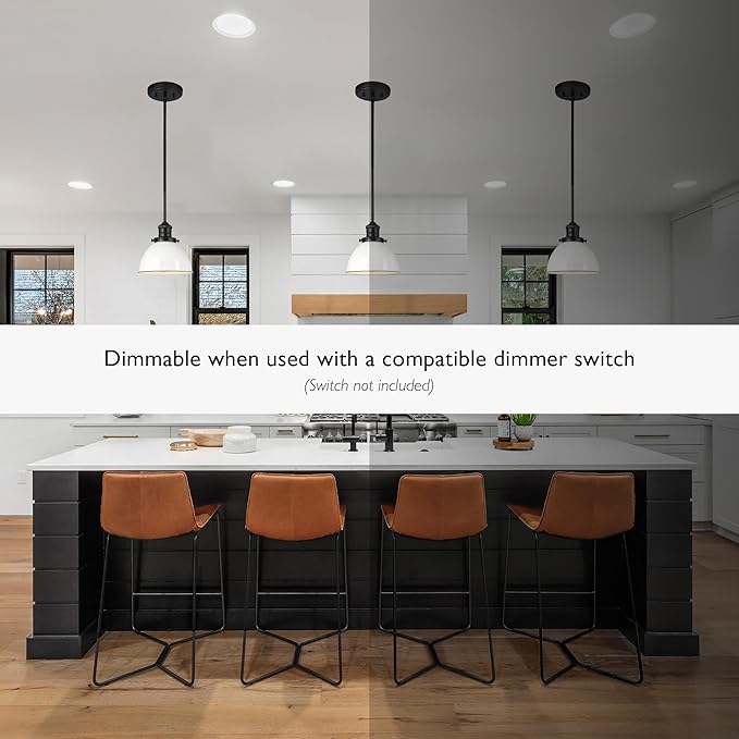 Design House Savannah Rustic Farmhouse Pendant Light, Dimmable, Matte Black, White Metal Shade, 8 in x 8 in x 57.63 in, 588327