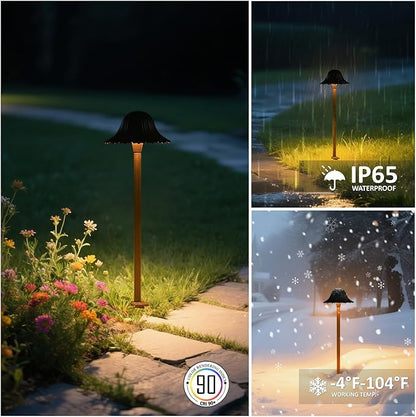 Low Voltage Color Changing Pathway Lights, 5W 12V Wired LED RGB Color Changing Landscape Lighting for Outdoor Garden Yard Pathway Path Walkway, High Pole, Heavy Duty, ETL, Black, 1PK