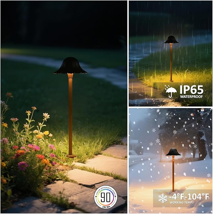 Low Voltage Color Changing Pathway Lights, 5W 12V Wired LED RGB Color Changing Outdoor Christmas Landscape Lights for Garden Yard Pathway Path Walkway, High Pole, Heavy Duty, ETL, Black, 4PK