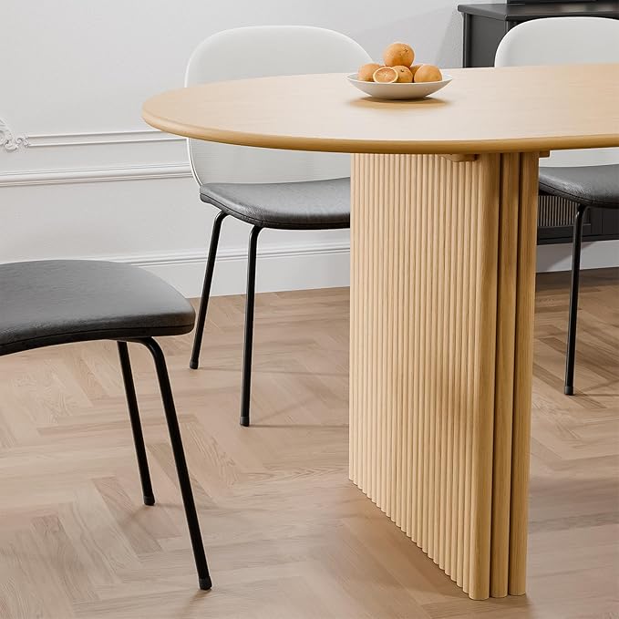 Casaphoria 67" Oval Dining Table, Modern Kitchen Table for 4-6, Farmhouse Style Large Table, Easy Assembly for Living Room, Kitchen and Bar, Natural Wood