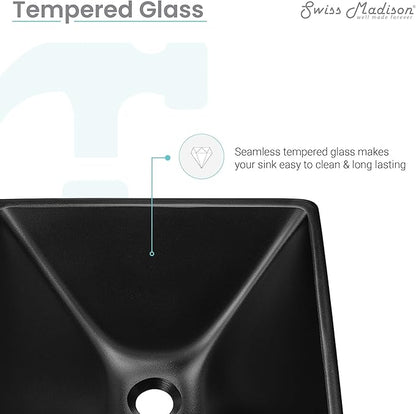 Swiss Madison Well Made Forever SM-VS310, Claire 15.5" Glass Vessel Sink, Black