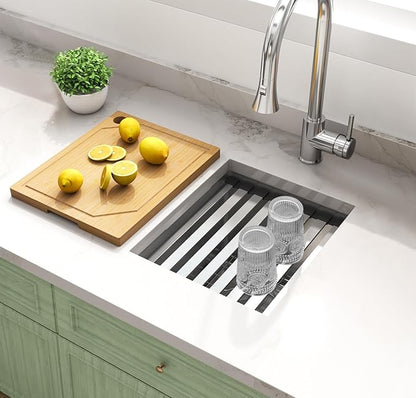 Bar Sink Undermount 13 X 15 inch,16 Gauge Stainless Steel Bar Sink,Outdoor Small RV Sinks,Wet Bar Prep Sink with Workstatin (13" X 15")
