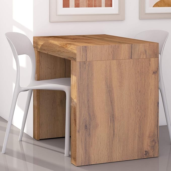 Mobili Fiver, Evolution Dining Table 35.4 x 23.6 in, Concrete Effect, Grey with Two Legs, for 2 People, Modern Dining Table for Kitchen, Italian Furniture