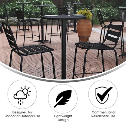 Flash Furniture Mellie 23.25" Round Aluminum Indoor-Outdoor Bar Height Table with Flip-Up Table, Black