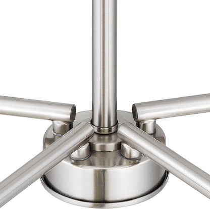 Tawson Nox 5-Light Chandelier Pendant Ceiling Light Brushed Nickle White Glass Shade Adjustable Height for Hallway, Entryway, Passway, Dining, Bedroom, Kitchen, Balcony Living Room