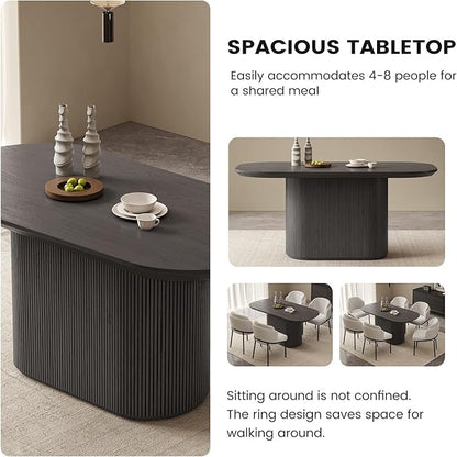 Miuuod 62.99" Oval Dining Table Set for 6-8, Modern Farmhouse Kitchen Table with 4 Ergonomic Chairs, Large Wood Dining Room Table Set, Kitchen & Dining Furniture, Dark Grey