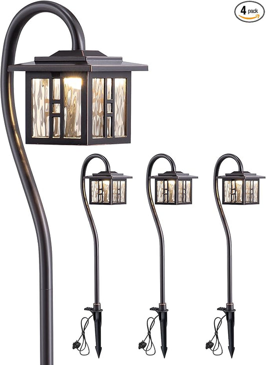 EDISHINE Low Voltage Landscape Lighting, 3W 185LM Oil-Rubbed Bronze Outdoor Landscape Path Lights for Garden Driveway, Die-Cast Aluminum, 50,000H Integrated LED, 4-Pack