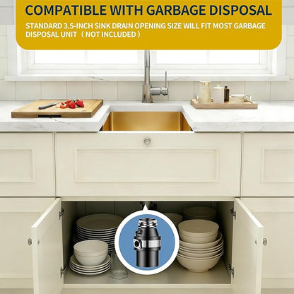 Gold Bar Sink, 16 Gauge T-304 Stainless Steel Undermount Kitchen Sink, 15 Inch Small Kitchen Sink with Accessories, 15" x 17" x 10" Single Bowl Workstation Sink For Wet Bar, Outdoor, RV