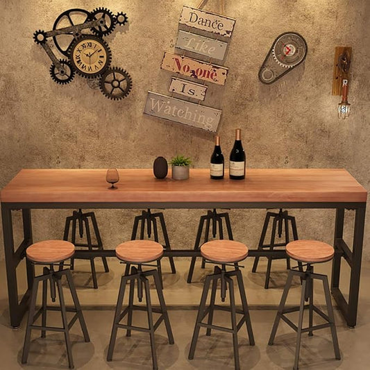 Adjustable Swivel Bar Style Family Chairss with Back and Footrest, Counter Bar Style Family Chairs for Kitchen Island Bar Pub Bistro, Wood Seat, Black Metal Leg